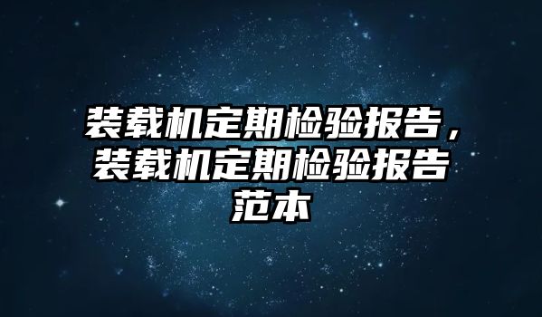 裝載機定期檢驗報告，裝載機定期檢驗報告范本