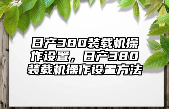 日產(chǎn)380裝載機(jī)操作設(shè)置，日產(chǎn)380裝載機(jī)操作設(shè)置方法