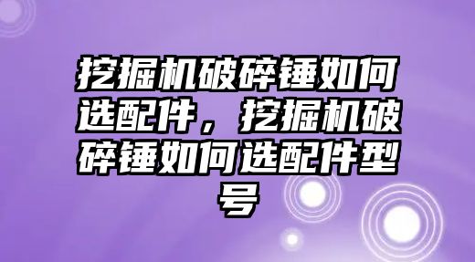 挖掘機(jī)破碎錘如何選配件，挖掘機(jī)破碎錘如何選配件型號