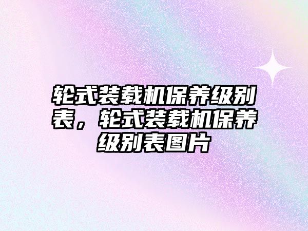 輪式裝載機保養級別表，輪式裝載機保養級別表圖片