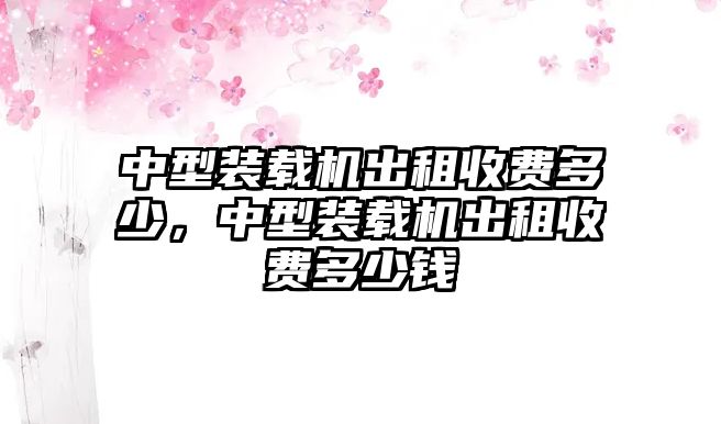 中型裝載機出租收費多少，中型裝載機出租收費多少錢