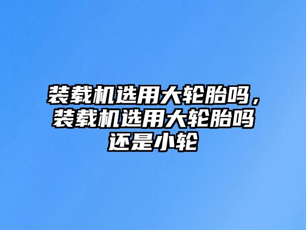 裝載機選用大輪胎嗎，裝載機選用大輪胎嗎還是小輪