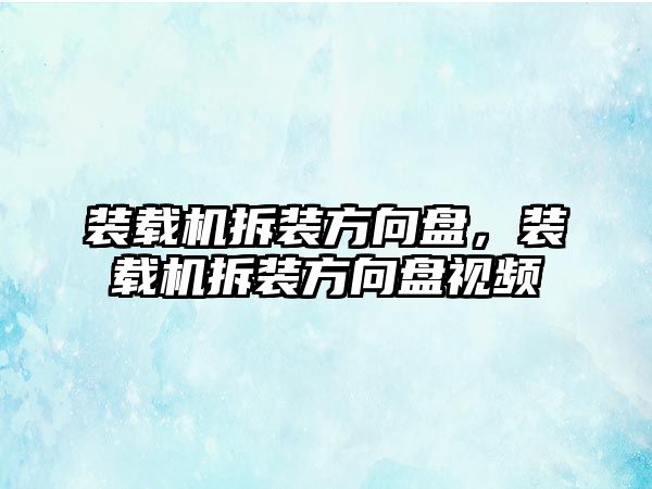 裝載機拆裝方向盤，裝載機拆裝方向盤視頻