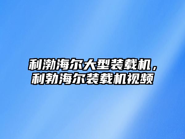 利渤海爾大型裝載機，利勃海爾裝載機視頻