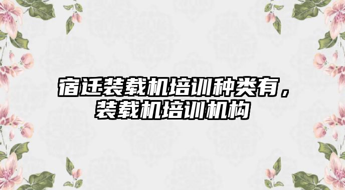 宿遷裝載機培訓種類有，裝載機培訓機構