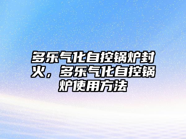 多樂氣化自控鍋爐封火，多樂氣化自控鍋爐使用方法