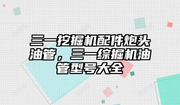 三一挖掘機配件炮頭油管，三一綜掘機油管型號大全