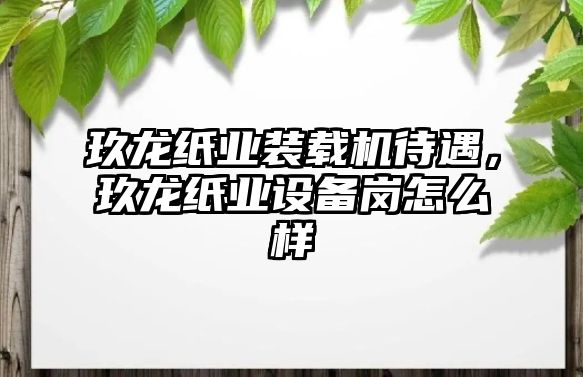 玖龍紙業(yè)裝載機待遇，玖龍紙業(yè)設(shè)備崗怎么樣