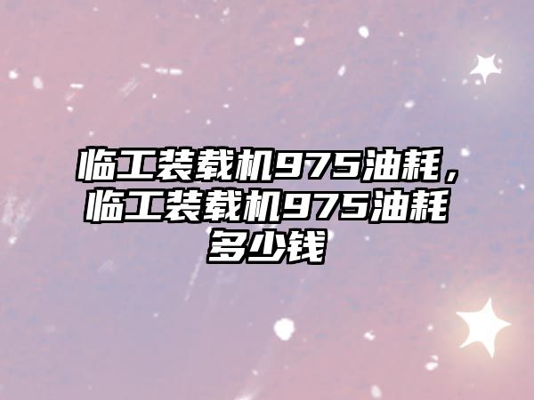 臨工裝載機(jī)975油耗，臨工裝載機(jī)975油耗多少錢