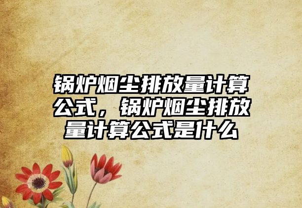 鍋爐煙塵排放量計算公式，鍋爐煙塵排放量計算公式是什么