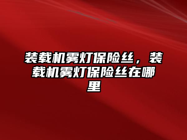 裝載機霧燈保險絲，裝載機霧燈保險絲在哪里