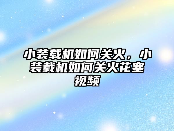 小裝載機如何關火，小裝載機如何關火花塞視頻