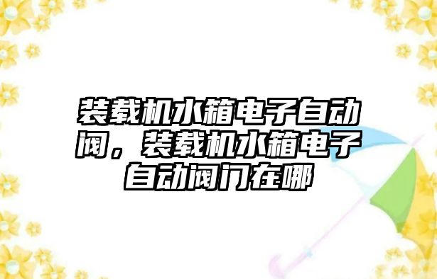 裝載機水箱電子自動閥，裝載機水箱電子自動閥門在哪