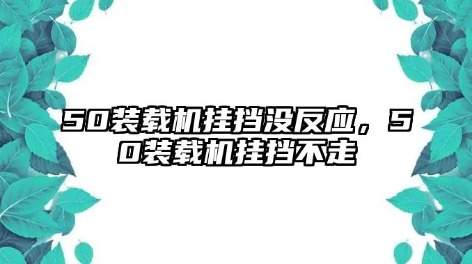 50裝載機掛擋沒反應，50裝載機掛擋不走