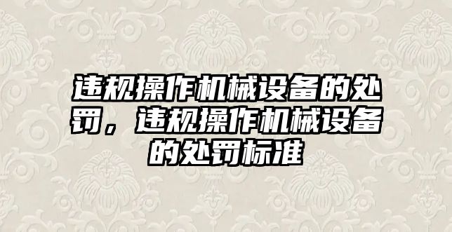 違規操作機械設備的處罰，違規操作機械設備的處罰標準