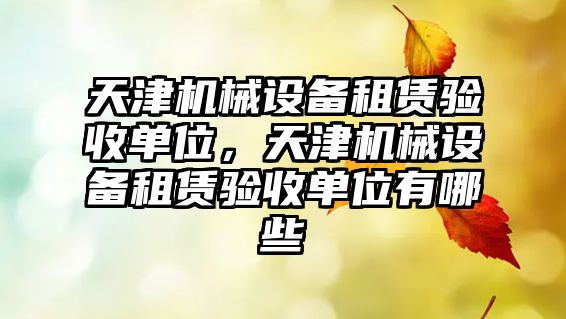 天津機械設備租賃驗收單位，天津機械設備租賃驗收單位有哪些