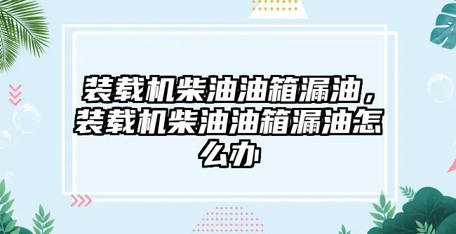 裝載機柴油油箱漏油，裝載機柴油油箱漏油怎么辦