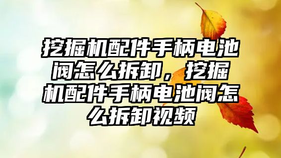 挖掘機配件手柄電池閥怎么拆卸，挖掘機配件手柄電池閥怎么拆卸視頻