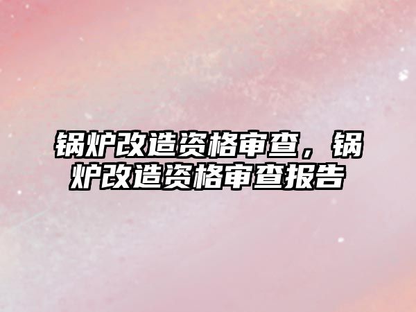 鍋爐改造資格審查，鍋爐改造資格審查報告