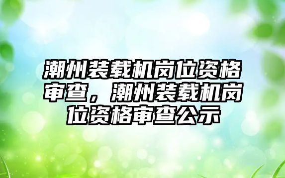 潮州裝載機崗位資格審查，潮州裝載機崗位資格審查公示