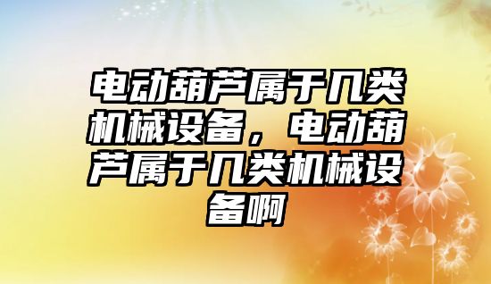 電動葫蘆屬于幾類機械設備，電動葫蘆屬于幾類機械設備啊