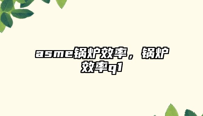 asme鍋爐效率，鍋爐效率q1