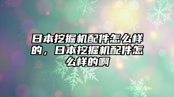 日本挖掘機配件怎么樣的，日本挖掘機配件怎么樣的啊