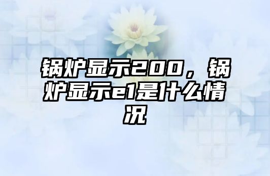 鍋爐顯示200，鍋爐顯示e1是什么情況