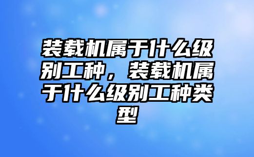 裝載機屬于什么級別工種，裝載機屬于什么級別工種類型