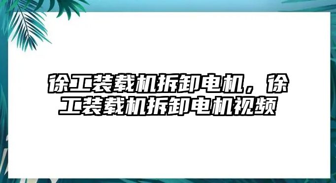 徐工裝載機拆卸電機，徐工裝載機拆卸電機視頻