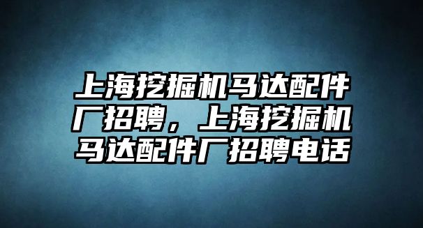 上海挖掘機(jī)馬達(dá)配件廠招聘，上海挖掘機(jī)馬達(dá)配件廠招聘電話