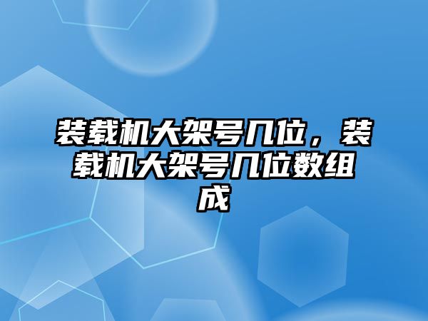 裝載機大架號幾位，裝載機大架號幾位數(shù)組成