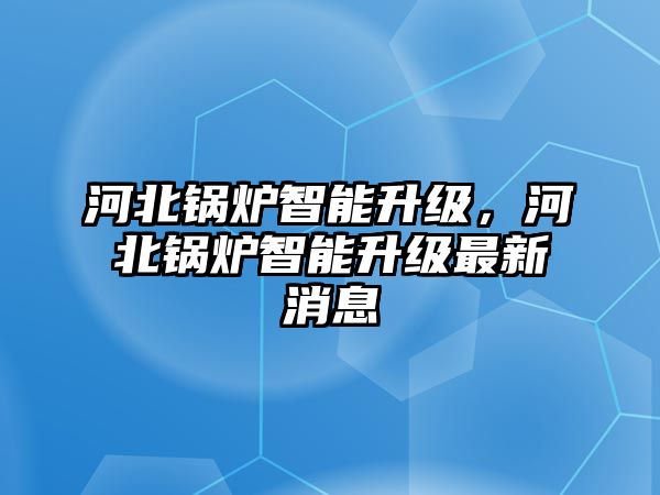 河北鍋爐智能升級，河北鍋爐智能升級最新消息