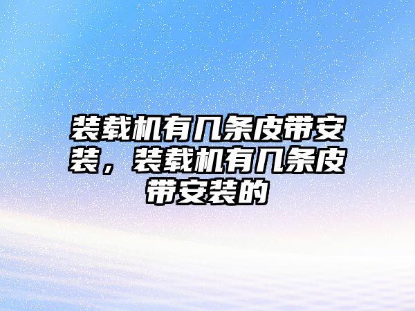 裝載機有幾條皮帶安裝，裝載機有幾條皮帶安裝的