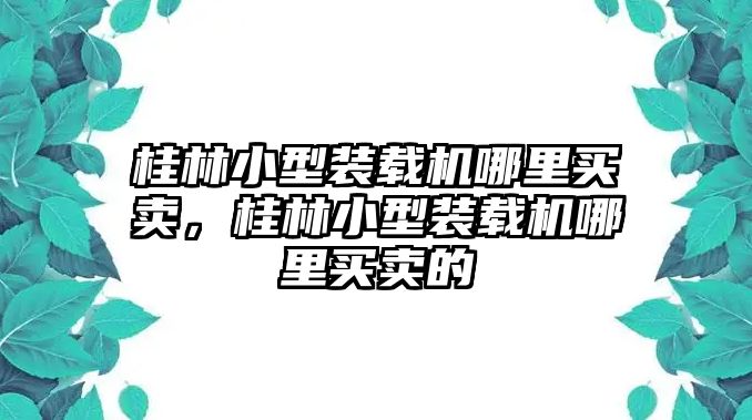 桂林小型裝載機哪里買賣，桂林小型裝載機哪里買賣的