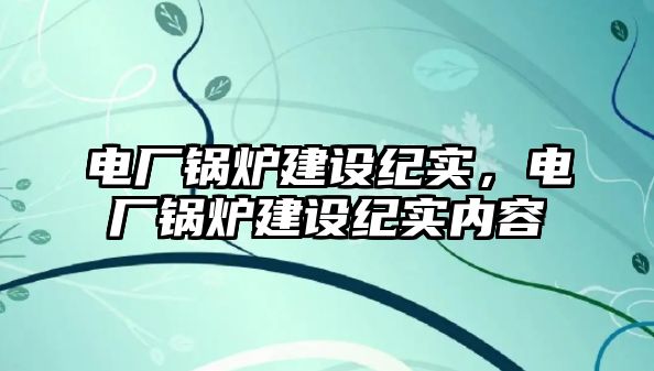 電廠鍋爐建設紀實，電廠鍋爐建設紀實內容