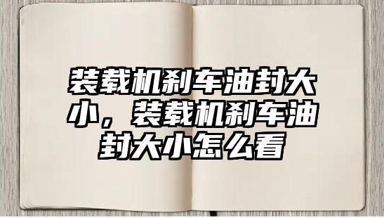 裝載機剎車油封大小，裝載機剎車油封大小怎么看