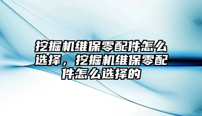 挖掘機(jī)維保零配件怎么選擇，挖掘機(jī)維保零配件怎么選擇的