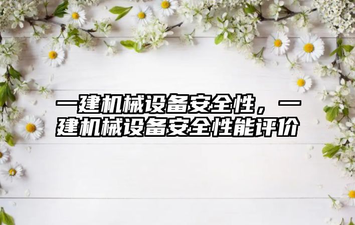 一建機械設備安全性，一建機械設備安全性能評價