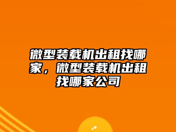 微型裝載機出租找哪家，微型裝載機出租找哪家公司