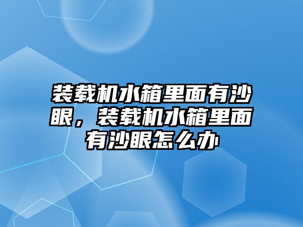 裝載機水箱里面有沙眼，裝載機水箱里面有沙眼怎么辦