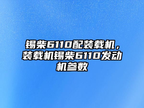 錫柴6110配裝載機(jī)，裝載機(jī)錫柴6110發(fā)動(dòng)機(jī)參數(shù)