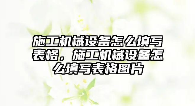 施工機械設(shè)備怎么填寫表格，施工機械設(shè)備怎么填寫表格圖片