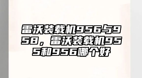 雷沃裝載機956與958，雷沃裝載機955和956哪個好