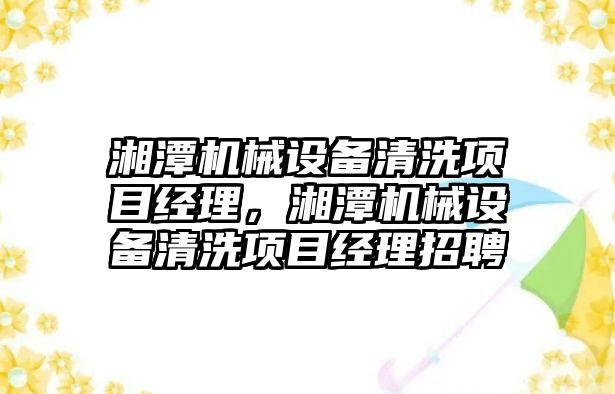 湘潭機械設備清洗項目經理，湘潭機械設備清洗項目經理招聘