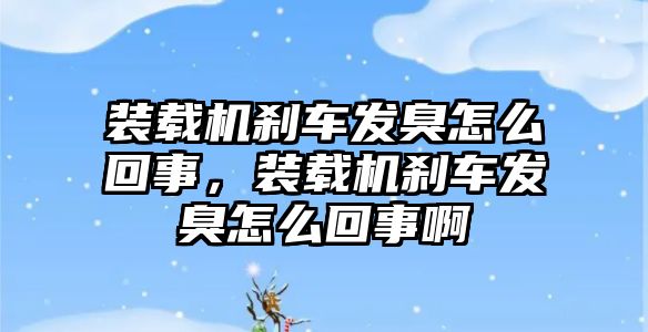 裝載機剎車發臭怎么回事，裝載機剎車發臭怎么回事啊