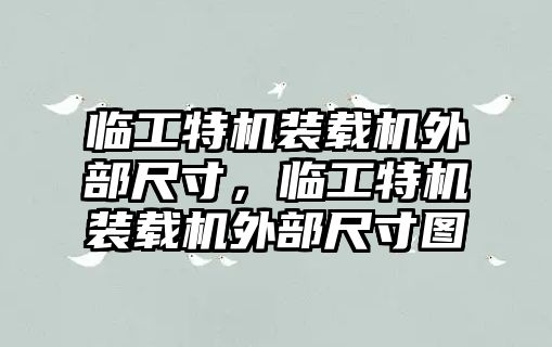 臨工特機裝載機外部尺寸，臨工特機裝載機外部尺寸圖