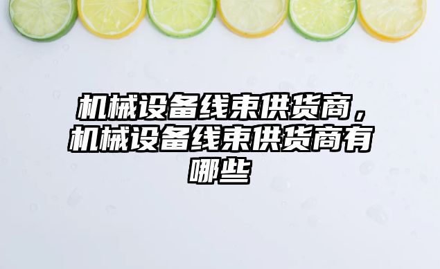 機械設備線束供貨商，機械設備線束供貨商有哪些