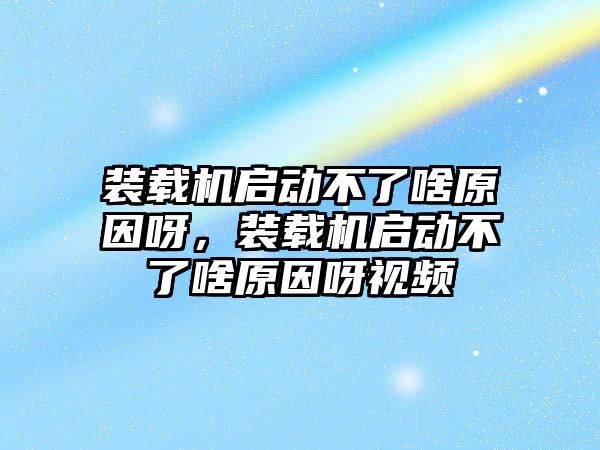 裝載機啟動不了啥原因呀，裝載機啟動不了啥原因呀視頻