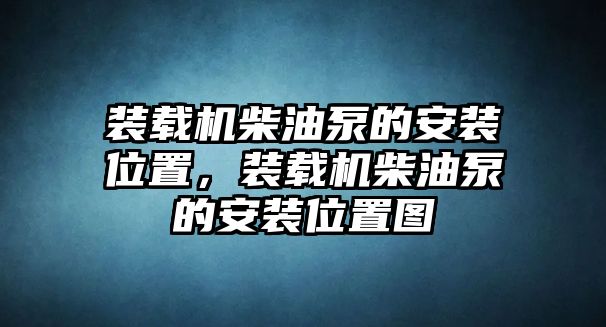 裝載機柴油泵的安裝位置，裝載機柴油泵的安裝位置圖